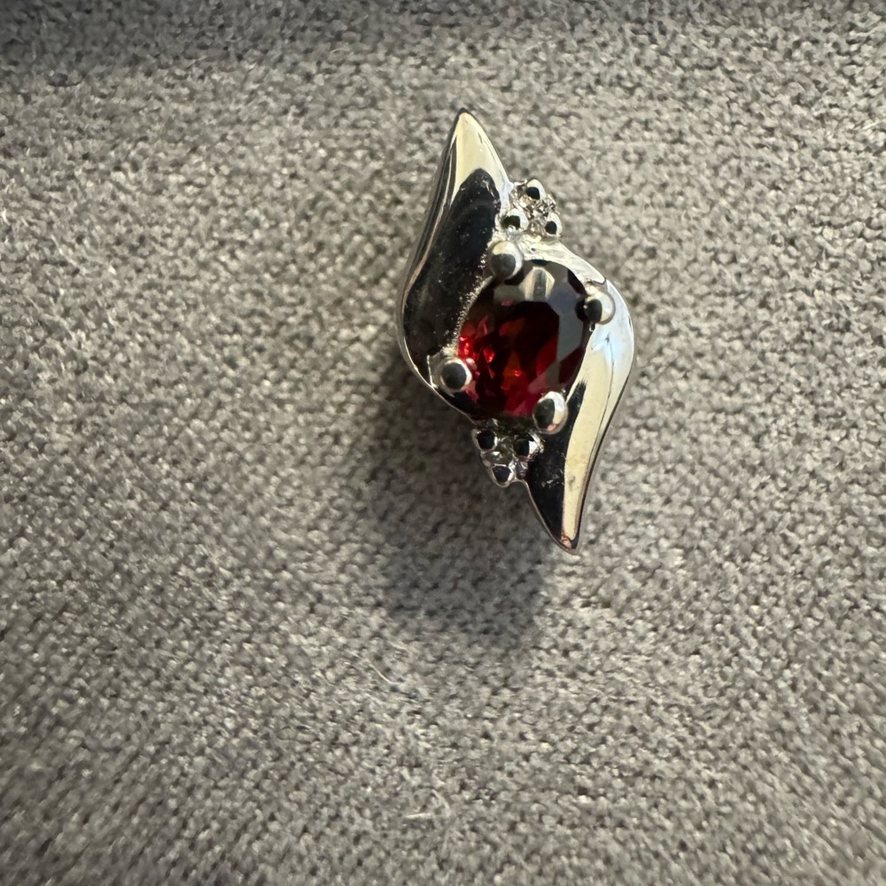 NWOT Angara Elegant Sterling Silver and Garnet Gemstone Earings - Picture 2 of 3